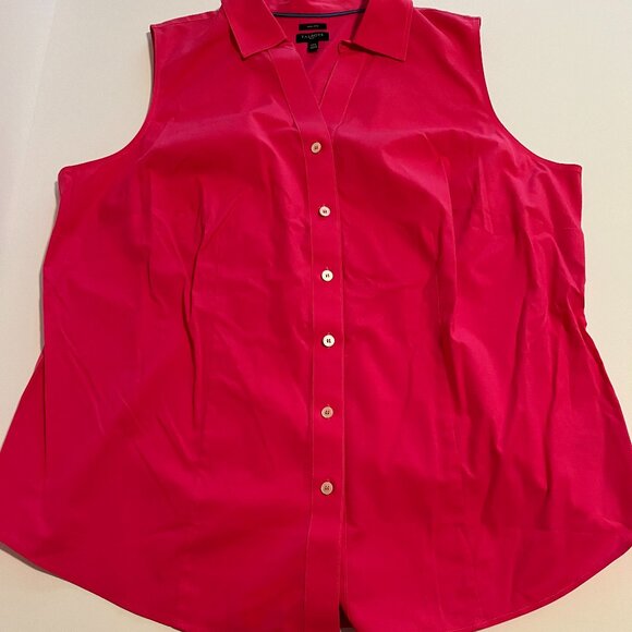 Talbots NWOT Hot Pink Wrinkle-Resistant Collared Blouse 14W - Picture 3 of 7